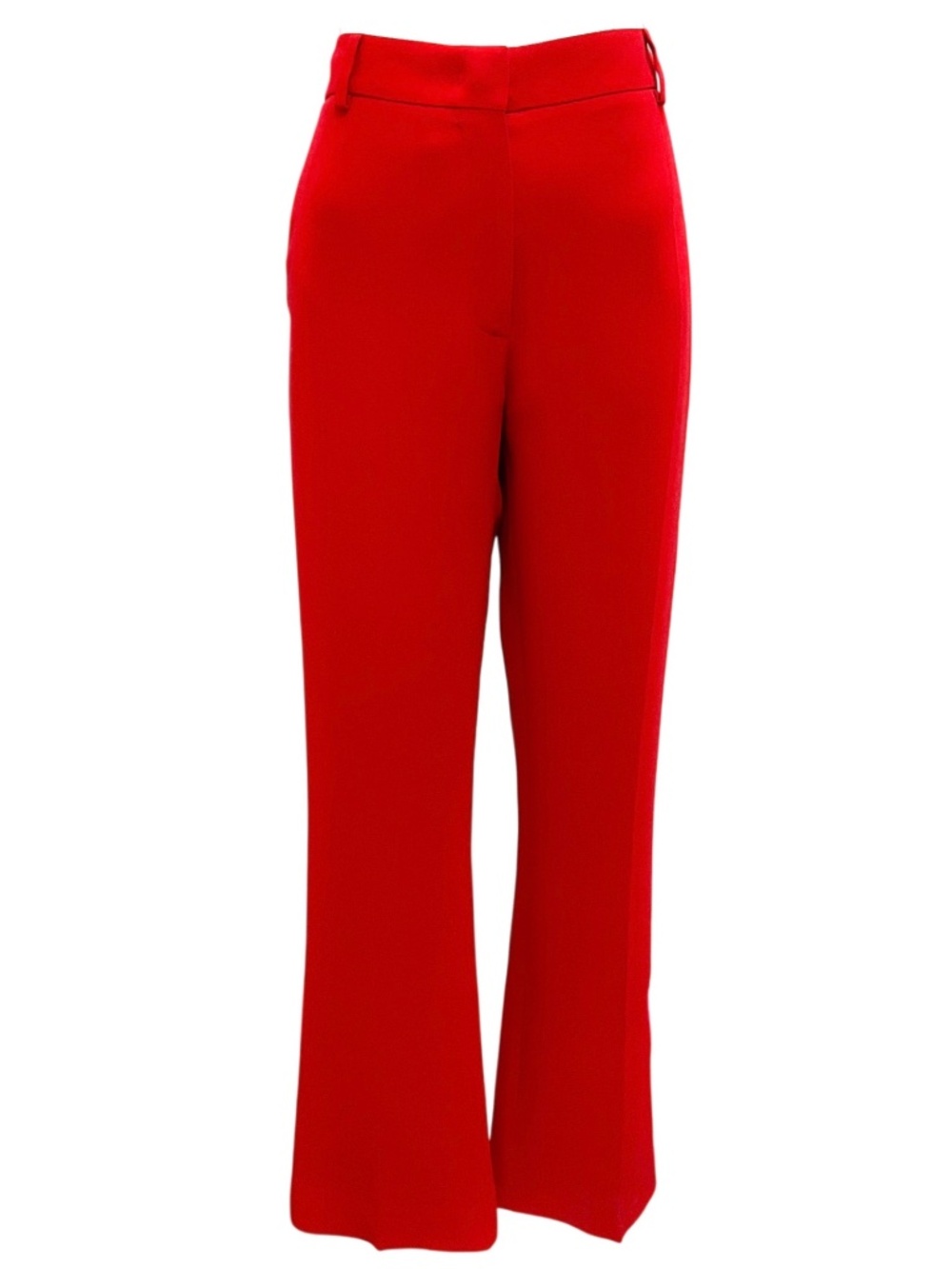 VALENTINO RED HIGH WAISTED SILK CREPE PANTS
